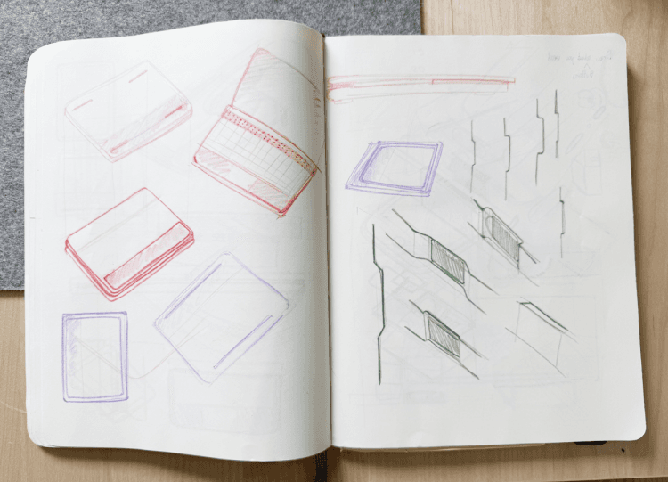 Hinge and internal component sketches